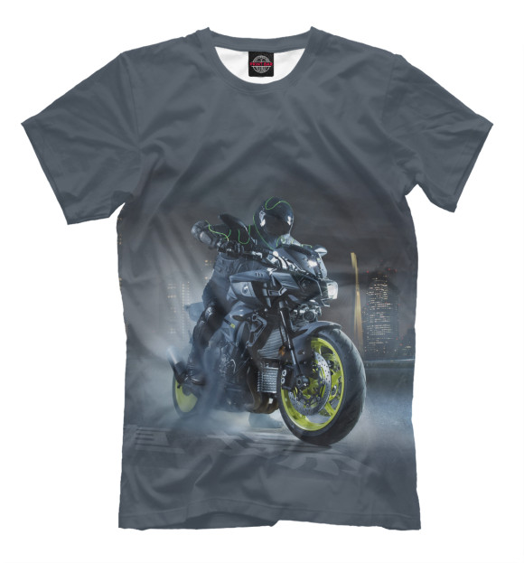 Мужская футболка с изображением Городской байкер цвета Серый