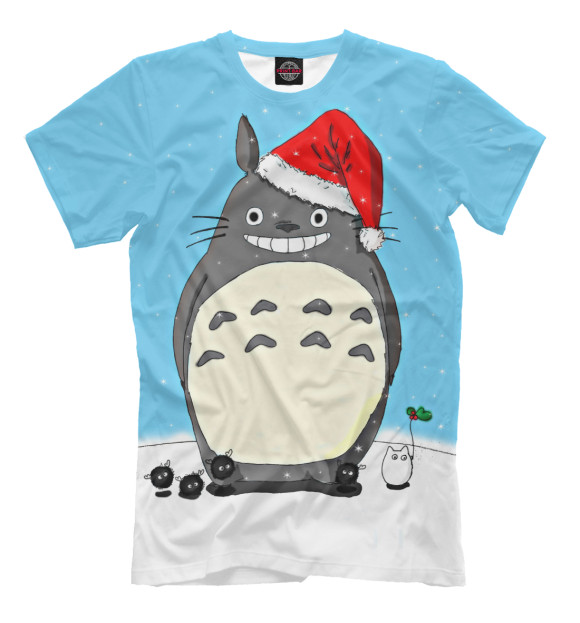 Мужская футболка с изображением New Year Totoro цвета Молочно-белый