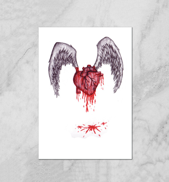 Плакат с притом Heart цвета Белый Плакат с изображением Heart цвета Белый