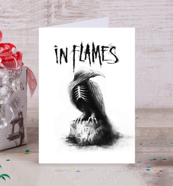 Открытка с притом In Flames цвета Белый Открытка с изображением In Flames цвета Белый