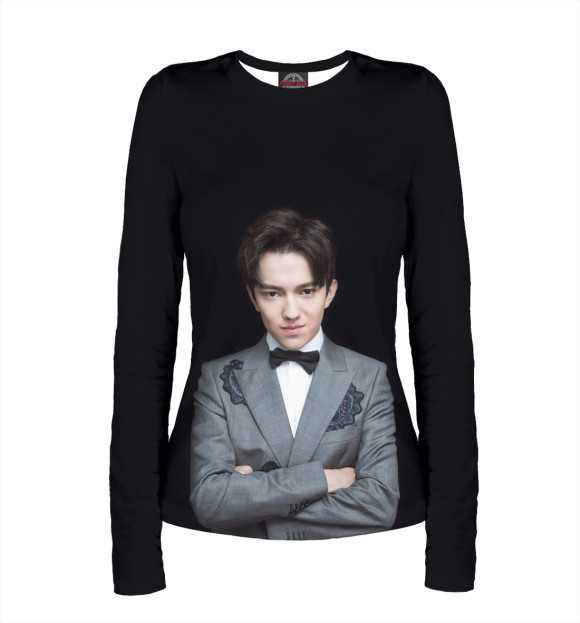 Женский лонгслив с притом Dimash kudaibergen цвета Белый Женский лонгслив с изображением Dimash kudaibergen цвета Белый