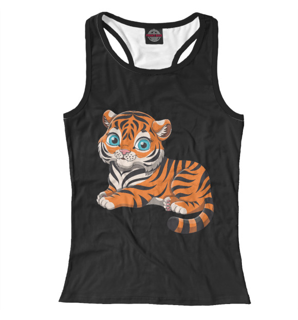 Женская майка-борцовка с притом Тигрёнок цвета Белый Женская майка-борцовка с изображением Тигрёнок цвета Белый