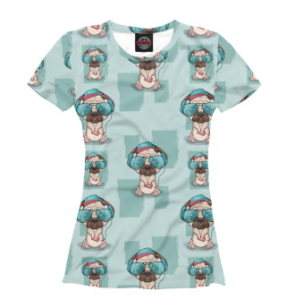 Женская футболка Модный мопс