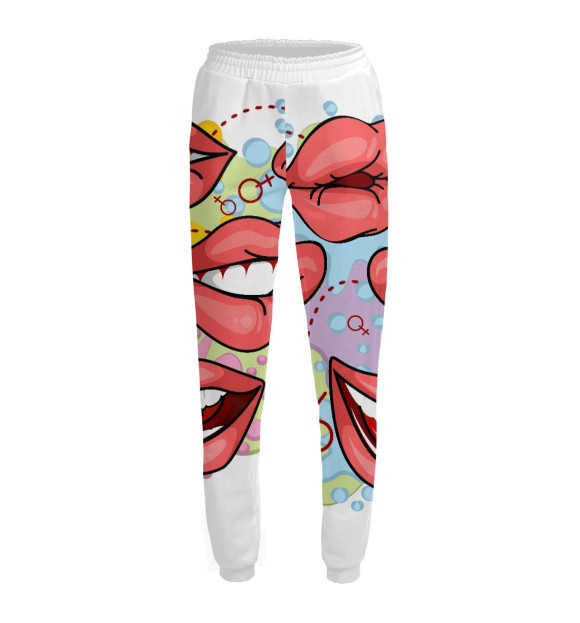 Женские спортивные штаны с изображением Игривые Губы цвета Белый
