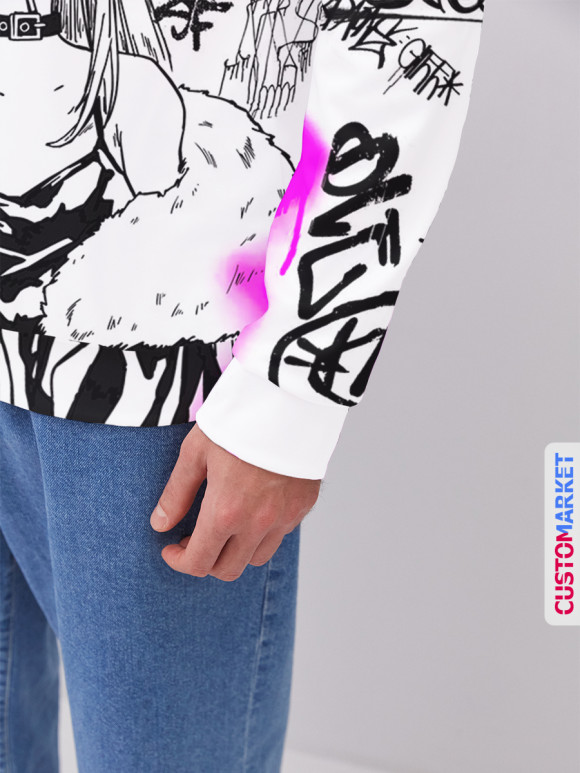 Мужской свитшот с изображением Аниме Хаос цвета Белый