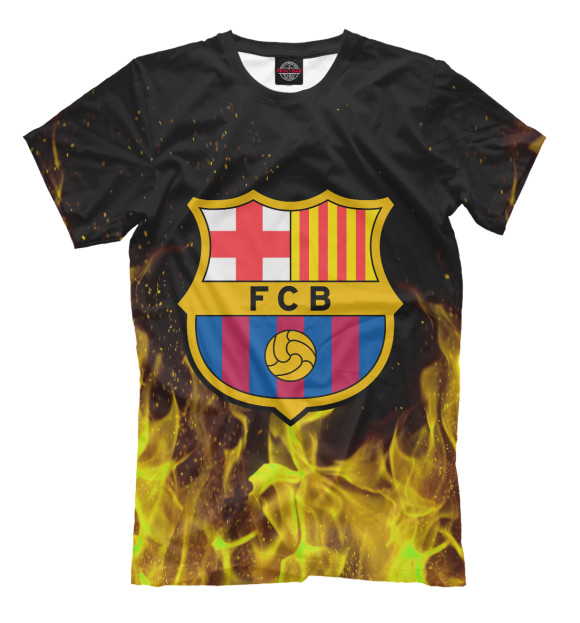 Мужская футболка с изображением Барселона Fire цвета Молочно-белый