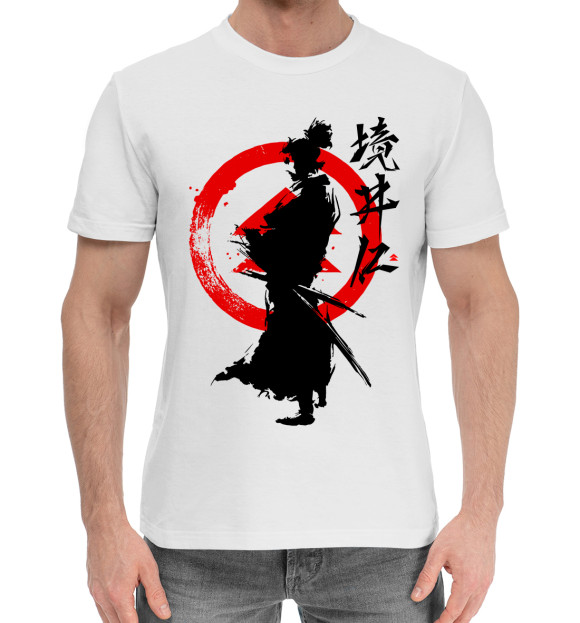 Мужская хлопковая футболка с изображением Ghost of Tsushima цвета Белый