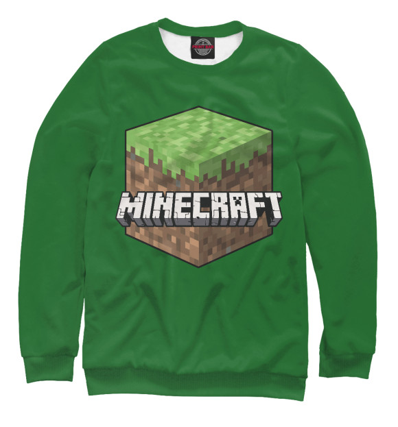 Мужской свитшот с изображением Minecraft Grass цвета Белый