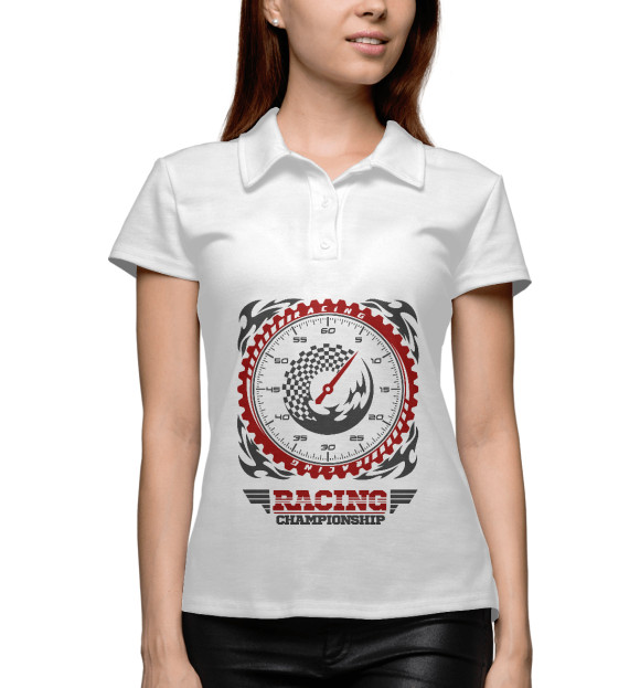 Женское поло с изображением Скорость цвета Белый