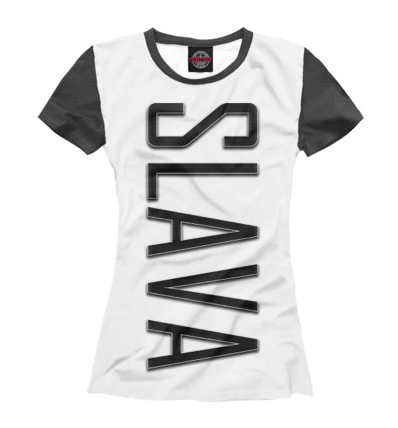 Женская футболка с изображением Slava-carbon цвета Белый