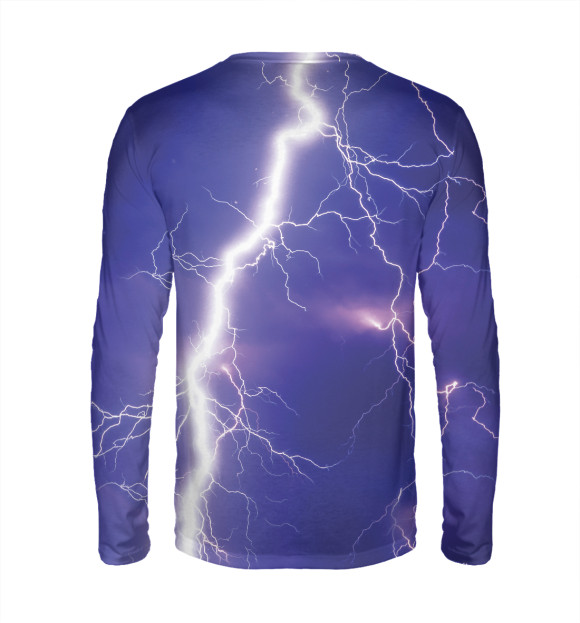 Мужской лонгслив с изображением Молния цвета Белый