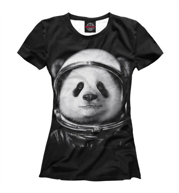 Женская футболка с изображением Панда астронавт цвета Белый