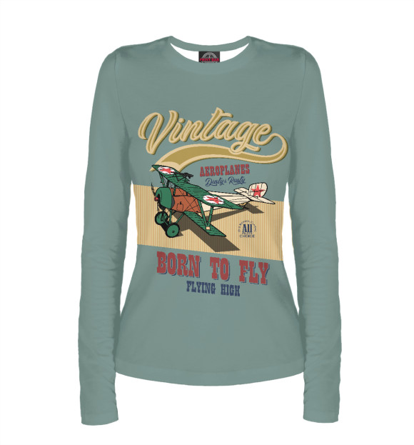 Женский лонгслив с изображением Vintage Aeroplanes цвета Белый