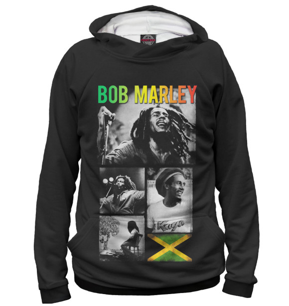 Худи для девочки с изображением Bob Marley цвета Белый