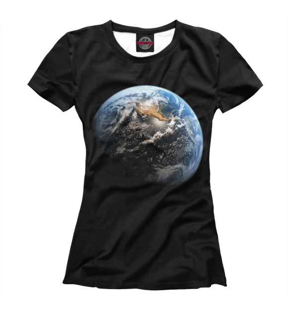 Женская футболка с изображением Земля цвета Белый