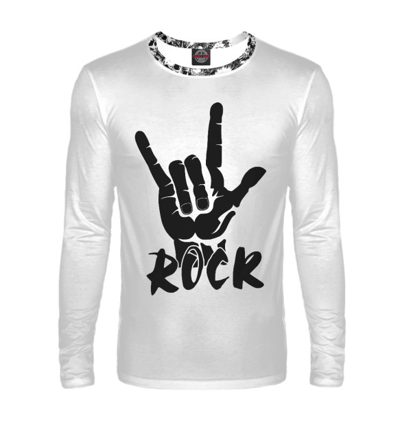 Мужской лонгслив с изображением Rock цвета Белый