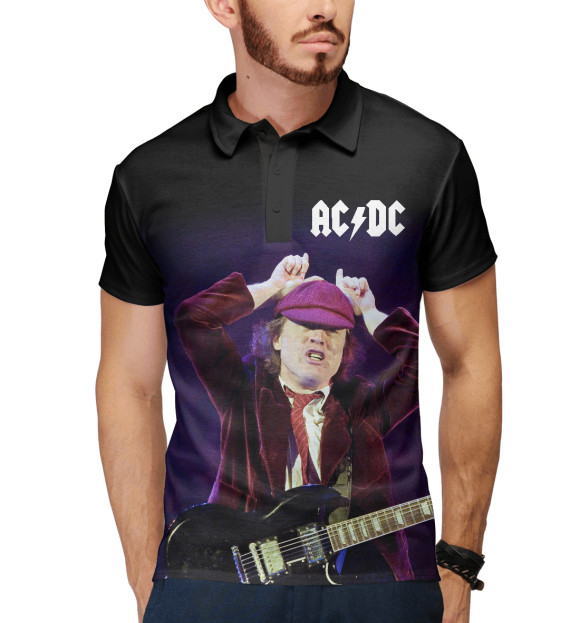 Мужское поло с изображением AC/DC цвета Белый