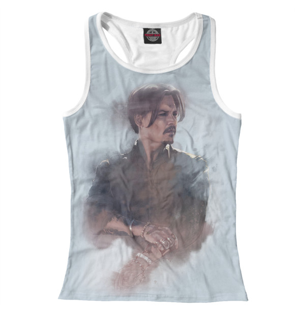 Женская майка-борцовка с изображением Johnny Depp цвета Белый