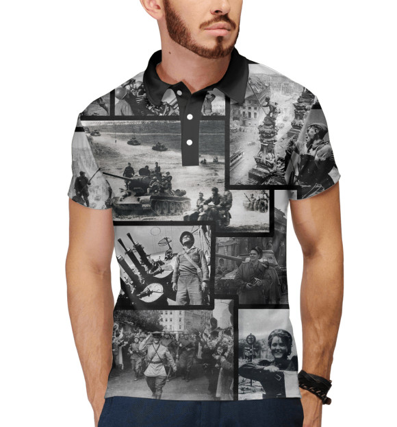 Мужское поло с изображением Лики победы цвета Белый