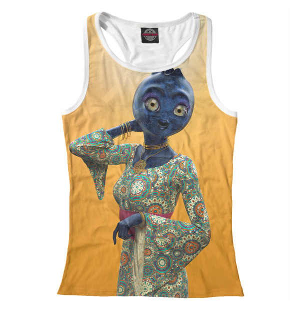 Женская майка-борцовка с изображением Черника цвета Белый