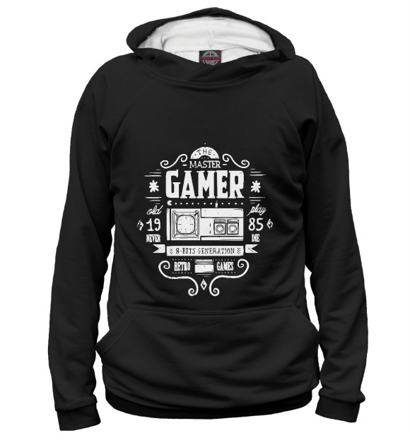 Мужское худи с изображением Gamer 8bit цвета Белый