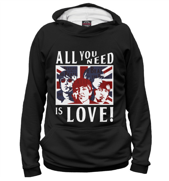 Мужское худи с изображением All You Need Is Love! цвета Белый