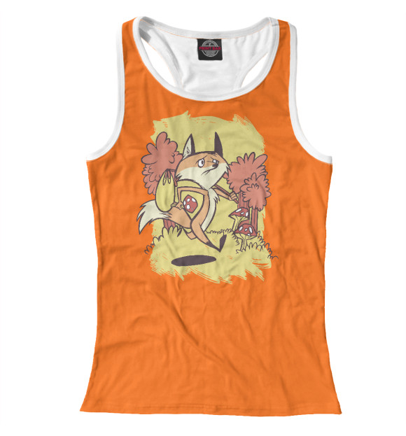 Женская майка-борцовка с изображением Грустная лисичка цвета Белый