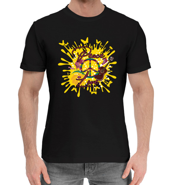 Мужская хлопковая футболка с притом Хипстерская цвета Черный Мужская хлопковая футболка с изображением Хипстерская цвета Черный