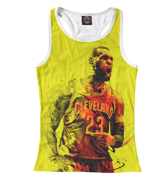 Женская майка-борцовка с изображением Леброн Джеймс цвета Белый