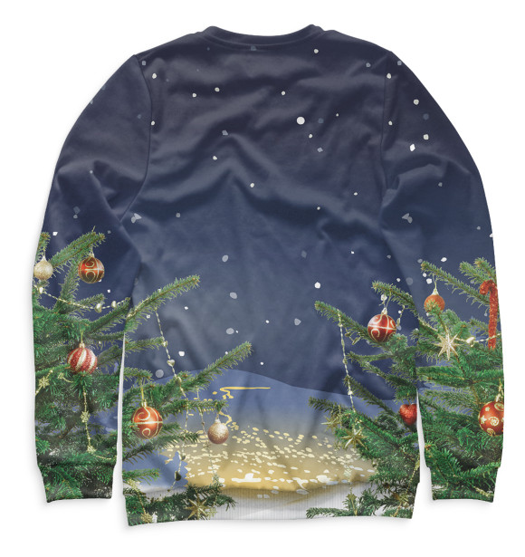 Свитшот для мальчиков с изображением Новогодний кот цвета Белый