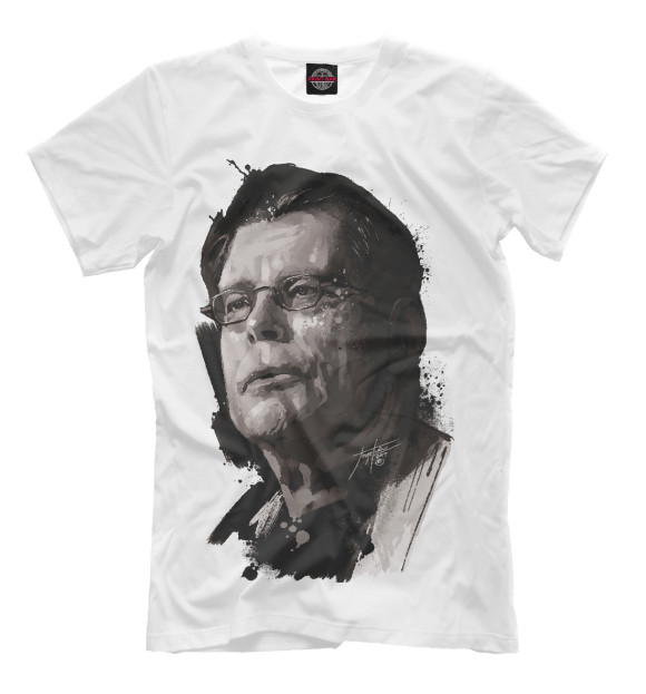 Мужская футболка с изображением Стивен Кинг цвета Молочно-белый