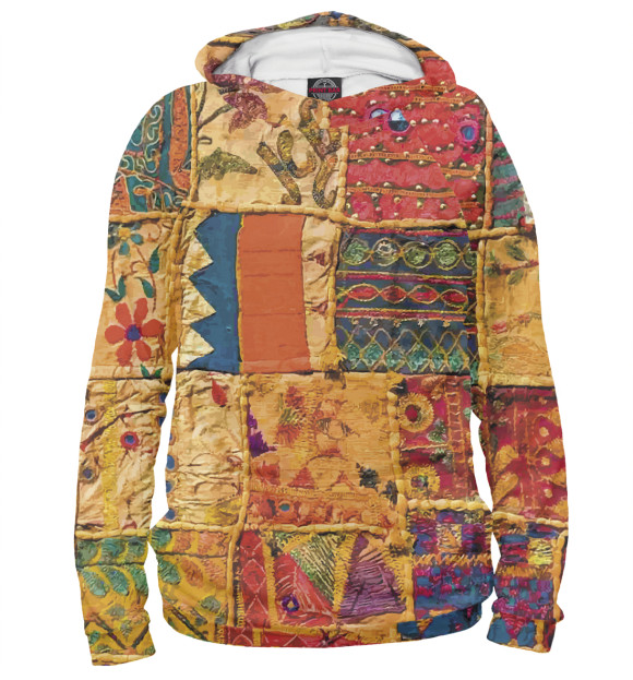 Женское худи с изображением Patchwork Quilt цвета Белый