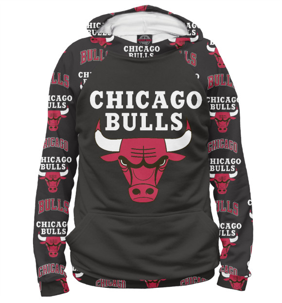 Женское худи с изображением Chicago bulls цвета Белый
