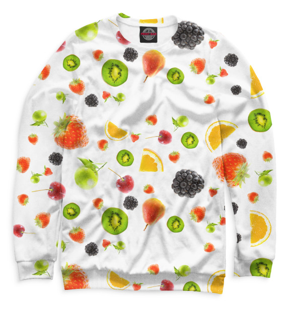 Мужской свитшот с изображением Фрукты и ягоды цвета Белый