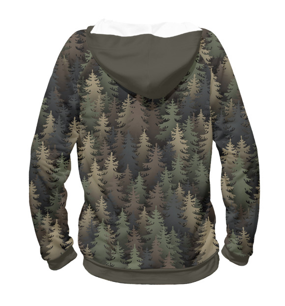 Мужское худи с изображением Лесной камуфляж цвета Белый