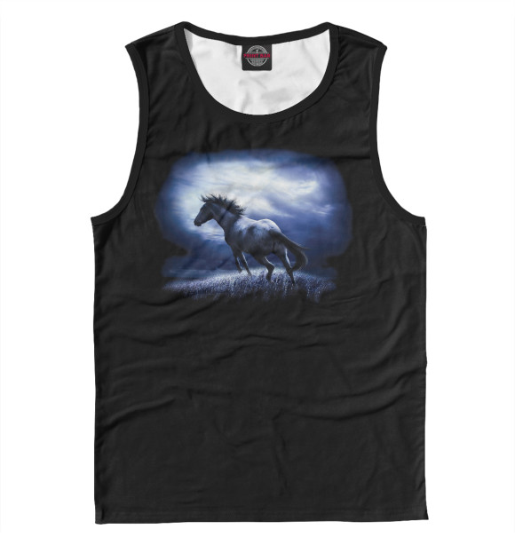 Майка для мальчика с притом Ночной конь цвета Белый Майка для мальчика с изображением Ночной конь цвета Белый