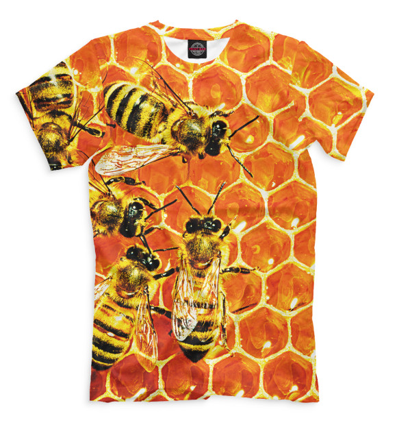 Мужская футболка с изображением Пчелы цвета Оранжевый