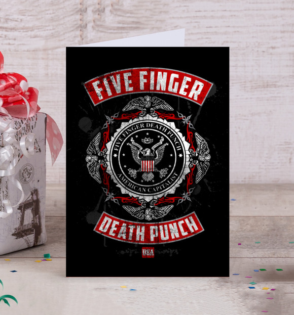 Открытка с изображением Five Finger Death Punch цвета Белый