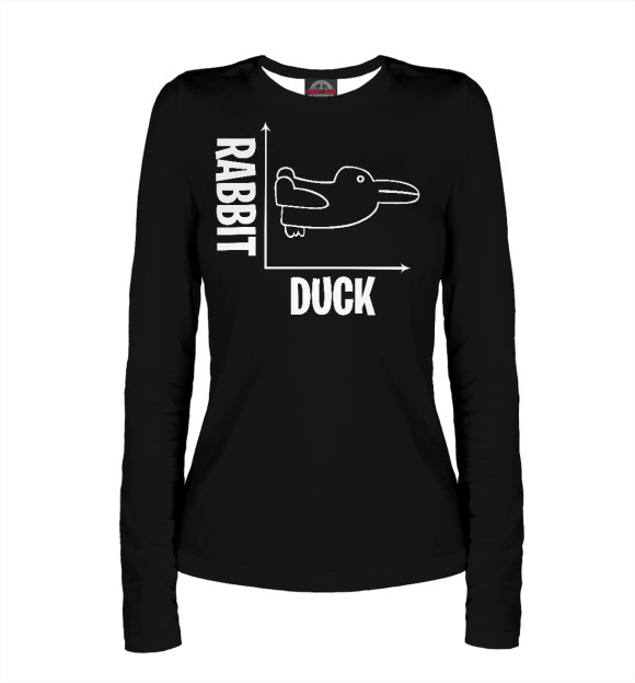 Женский лонгслив с изображением Rabbit Duck цвета Белый