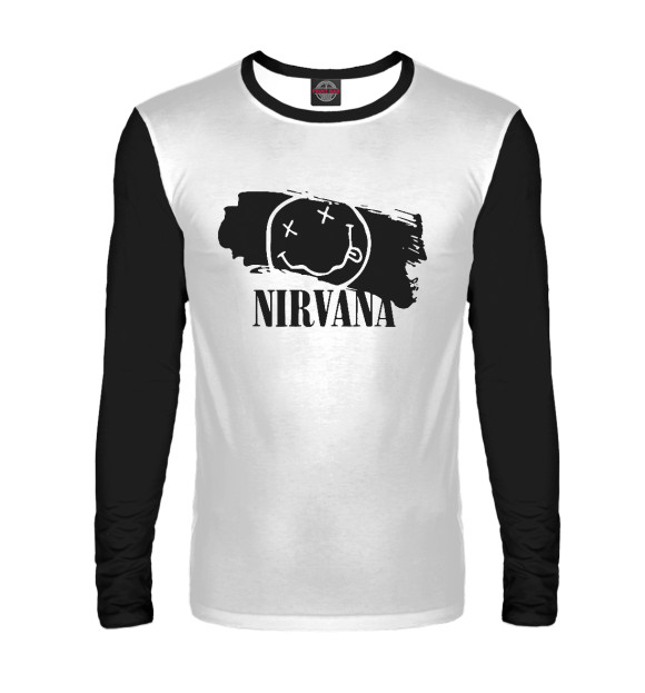 Мужской лонгслив с притом Nirvana цвета Белый Мужской лонгслив с изображением Nirvana цвета Белый