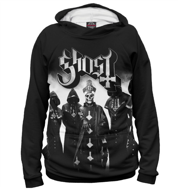 Женское худи с изображением Ghost цвета Белый