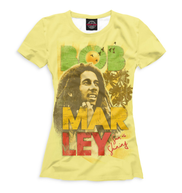 Футболка для девочек с изображением Bob Marley цвета Белый