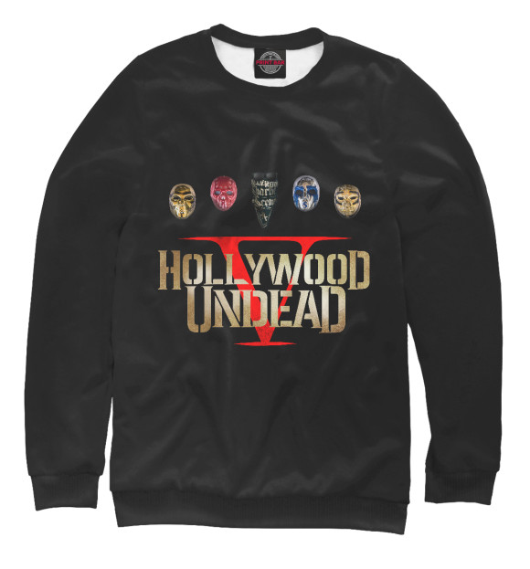 Мужской свитшот с изображением Hollywood Undead Five цвета Белый