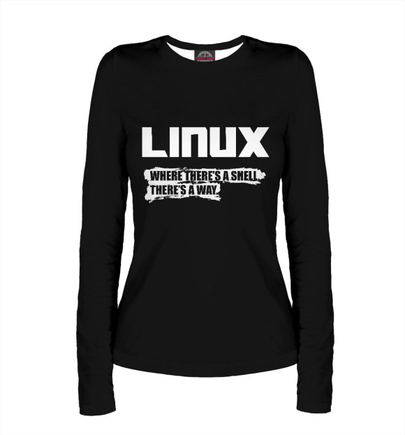 Женский лонгслив с изображением Linux цвета Белый