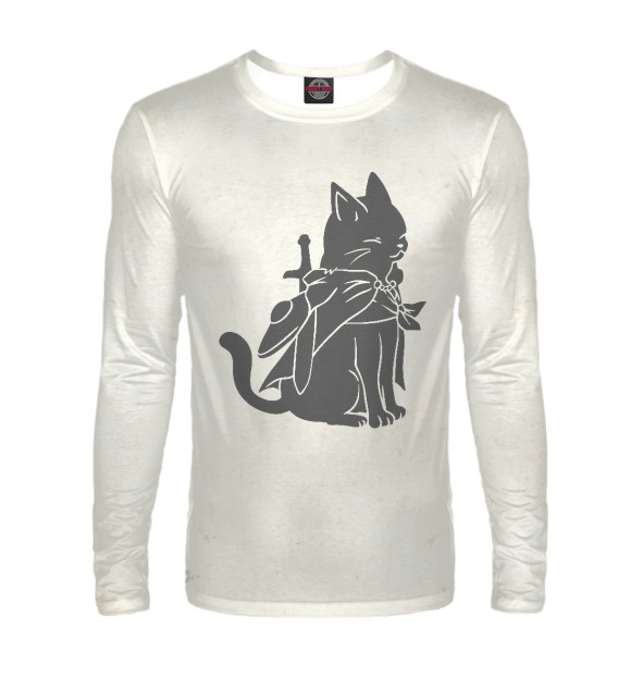 Мужской лонгслив с изображением Tradicional warrior cat цвета Белый