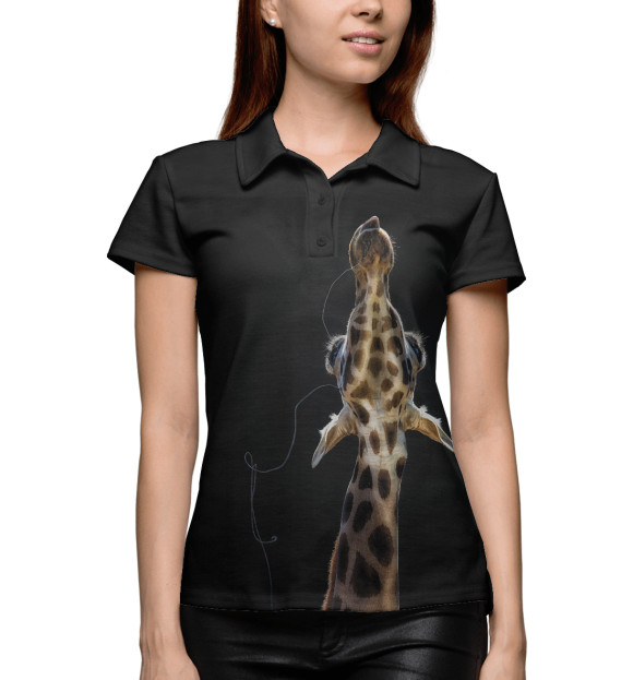 Женское поло с изображением Жираф цвета Белый