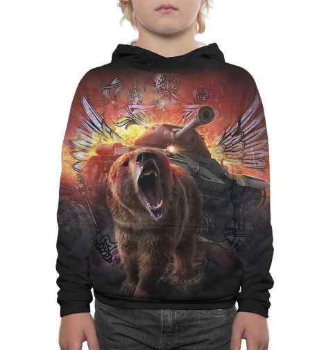 

Худи Print Bar, Белый, Медведь и танк