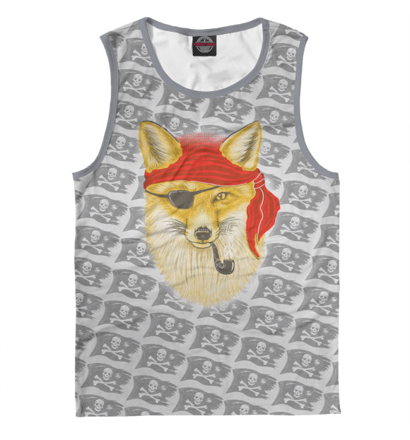 Мужская майка с изображением Pirate Fox цвета Белый