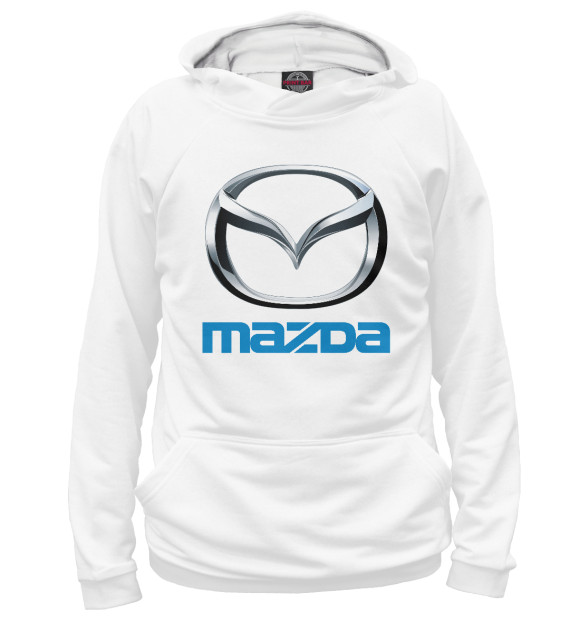 Мужское худи с изображением Mazda цвета Белый