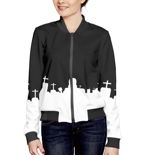 

Бомбер Print Bar, Белый, I Love Horror